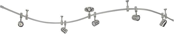 Catalina Lighting 96" Track Ceiling Light, Brushed Nickel, Transitional 5-Light LED Flex Track, Bulb Included, for Kitchen, Living Room, Home Lighting