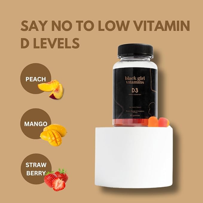 Black Girl Vitamins - Vitamin D3/K2 Gummies, for Immune, Energy, and Bone Support, 2000IU (50mcg) Vitamin D per Serving, Gluten-Free Vitamin D Gummies
