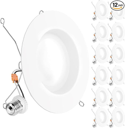 Sunco 12 Pack 6 Inch LED Can Lights, Retrofit Recessed Lighting, Smooth Trim, 965 LM, 13W (75W Equivalent), 3000K Warm White, Dimmable, Damp Rated UL.