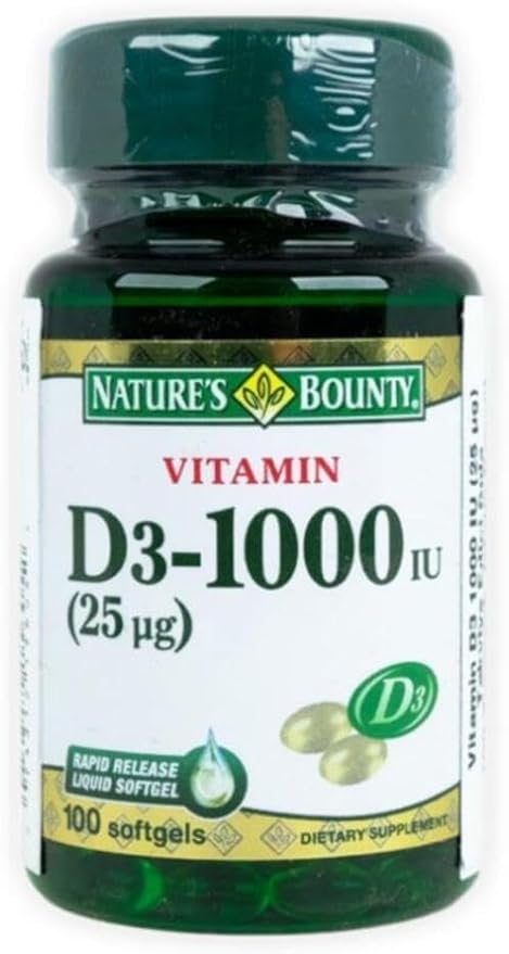Nature's Bounty Vitamine D3 1000 UI Soutien Immunitaire, 120 Gélules (Lot de 1)