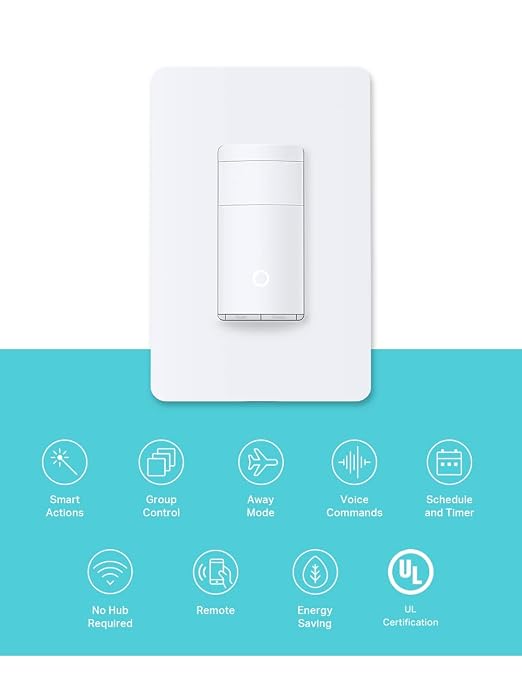 Kasa Smart Motion Sensor Switch, Single Pole, Needs Neutral Wire, 2.4GHz Wi-Fi Light Switch, Works with Alexa & Google Assistant, UL Certified, No Hub Required(KS200MP2),White,2-Pack