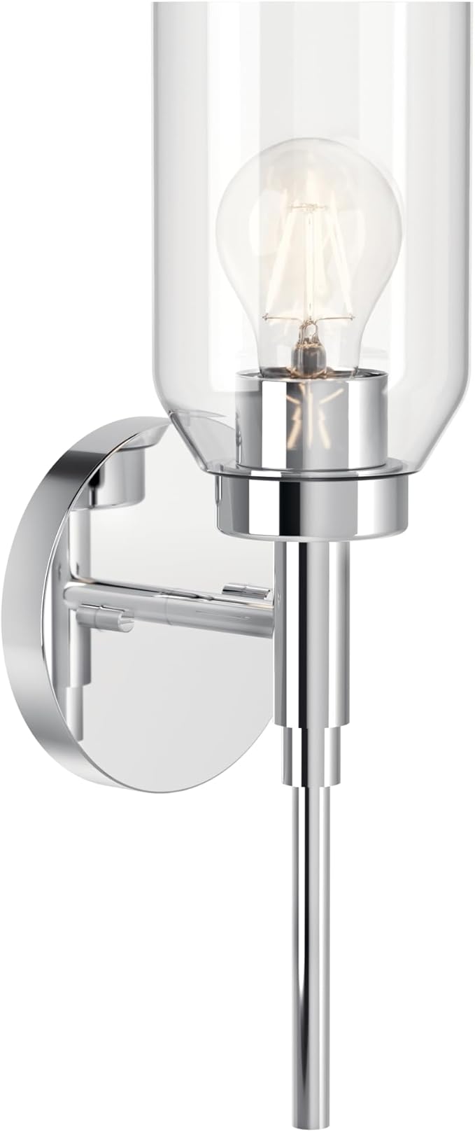 Kichler Madden 1-Light Wall Sconce Bathroom Light Fixture with Clear Glass in Chrome, Modern Bathroom Vanity Light for Bathroom or Hallway (14.75" x 5" x 5.25"), 55183CH