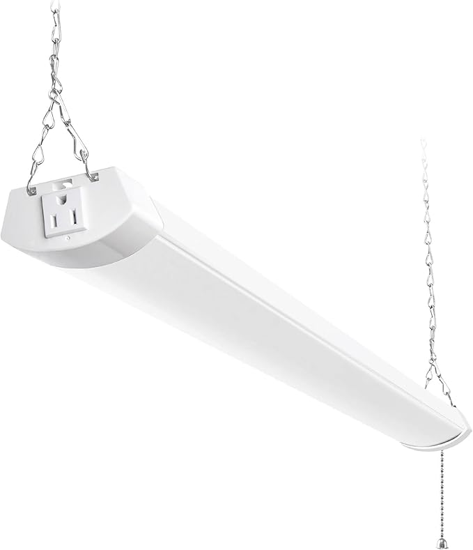 hykolity 4FT 70W LED Shop Light Linkable, 8000lm(300w Equivalent), 5000K Utility Shop Lights for Garages, Workshops, Basements, Hanging or FlushMount, with Power Cord and Pull Chain, ETL, White,1 Pack