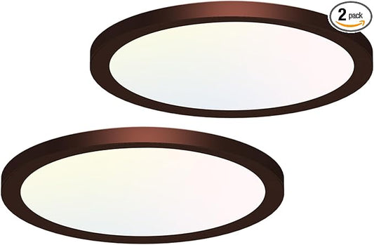 hepside 2PACK Flush Mount LED Ceiling Light Fixture Oil Rubbed Bronze, 12Inch 28W, Dimmable 3000K-4500K-6000K Ceiling Lamp 3200LM Low Profile Ceiling Light for Kitchen Bedroom Hallway