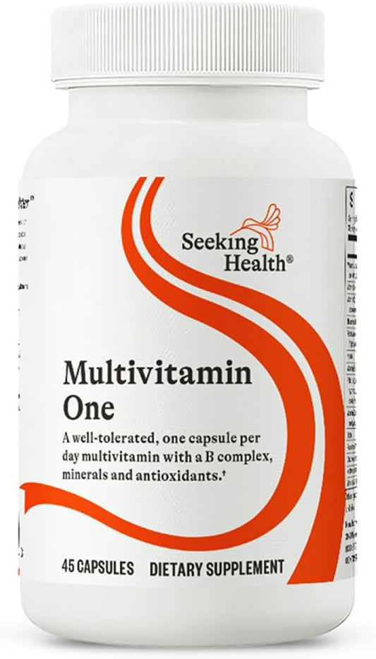 Seeking Health Multivitamin One - Complément alimentaire avec zinc, vitamine B12 et vitamine A - Formule sans magnésium - Multivitamine qui soutient la méthylation et le vieillissement en bonne santé - 45 gélules