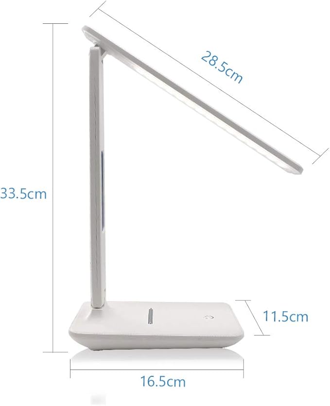 Desk Lamp LED Desk Light, Smart Features(Clock, Alarm, Date, Temperature)-Adjustable, Foldable Touch Table Lamp, 3 Levels of Dimmable Lighting - Suitable for Office, Bedroom, Study (TC25 White)