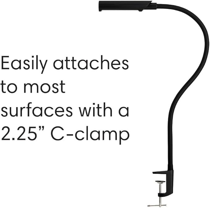Reliable UberLight Flex 3200TL Task Light – LED Portable Desk Light with Clamp, USB Connection, 26.5” Flexible Gooseneck, 270° Rotational Head, 9 Light Settings, and up to 60,000 Hours of Use (Black)