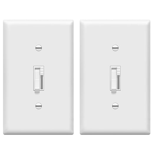 TG Digital Toggle Dimmer Light Switch for Dimmable LED, CFL and Incandescent Light Bulbs, Single Pole/ 3-Way, Wall Plate Included, UL Listed, 2 Pack, White