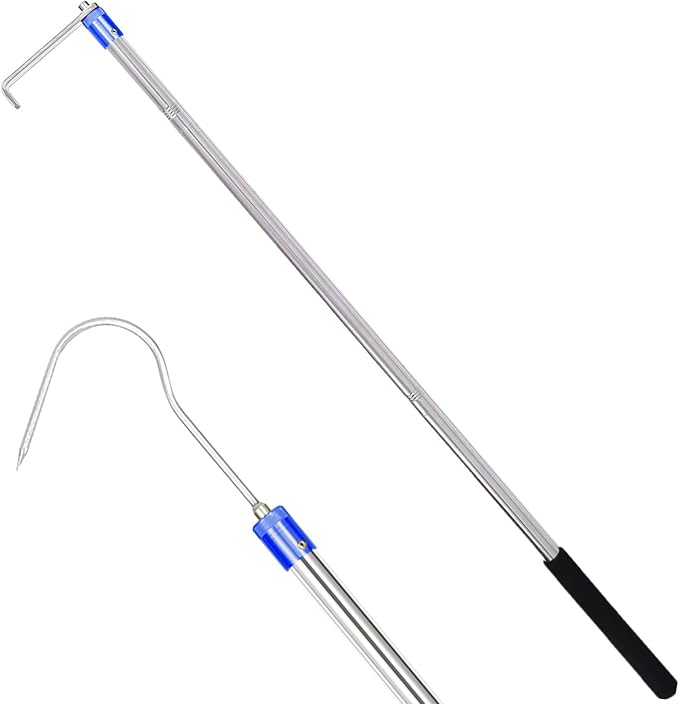 Truck Bed Grabber Tool, 32-inch - 74-inch Adjustable Extensions.Versatile Heavy-Duty Truck Accessory for Pickup Truck Bed Hook bar with Comfortable Foam Handle and Two Long Hooks