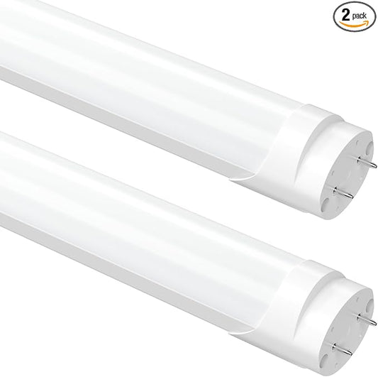 Fluorescent Light Bulbs 48 Inch, T8 LED Bulbs 4 Foot Type A+B, 24W 3200LM 6000K, F32T8 or F40T12 LED 4FT Replacement, Plug and Play or Ballast Bypass, Double or Single End Powered, 2-Pack