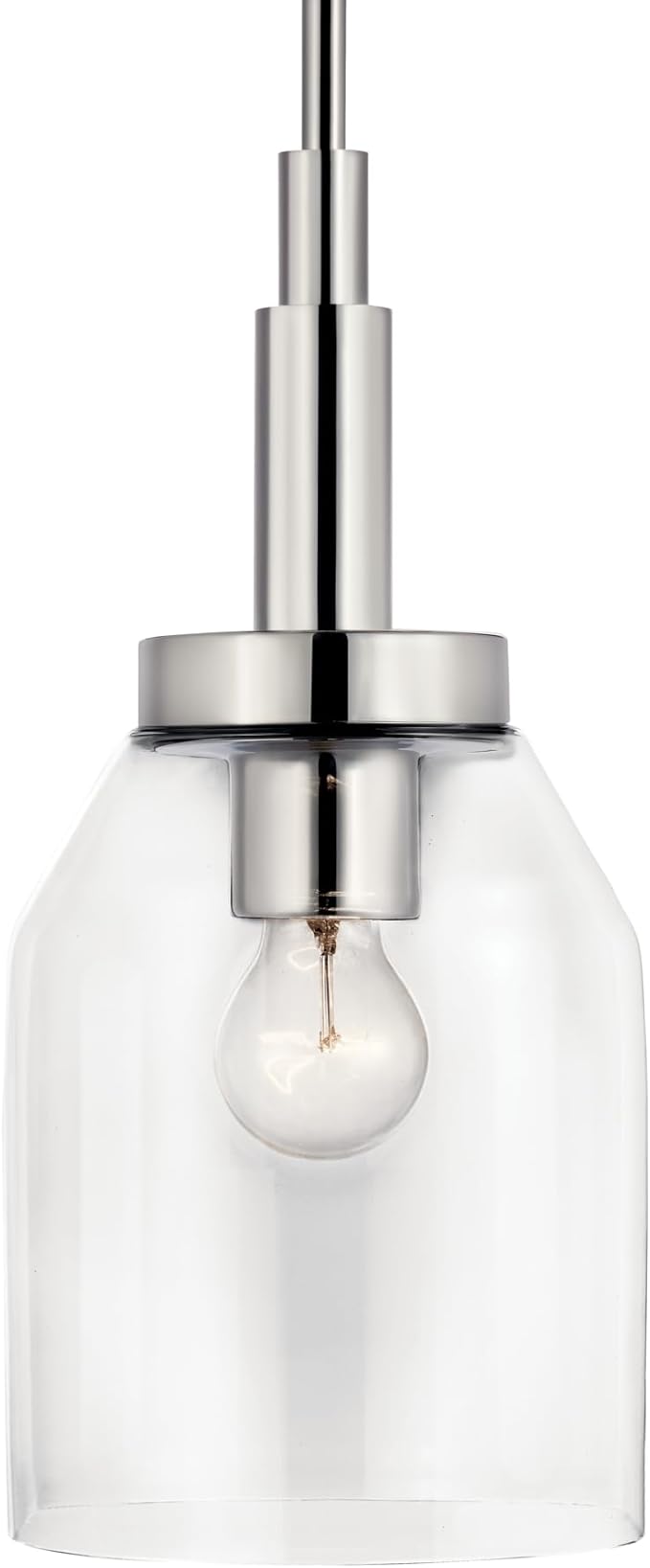 Kichler Madden 1-Light Mini Pendant Light Fixture with Clear Glass in Chrome, Kitchen Island Hanging Light Ceiling Mount for Bathroom or Kitchen (7" x 15"), 52725CH