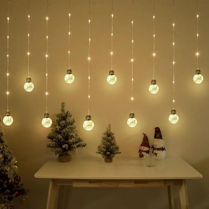 Wishing Ball Fairy Curtain Lights, 200 LED Edison Style Twinkle String Lights with Remote Control, USB Powered Indoor/Outdoor Decor for Bedroom, Christmas, Wedding, Party (Warm White)