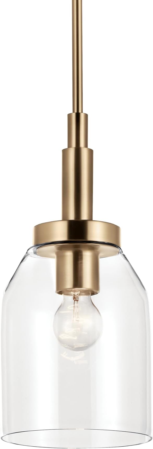 Kichler Madden 1-Light Mini Pendant Light Fixture with Clear Glass Shade in Champagne Bronze, Sloped Ceiling Compatible for Kitchen Island Hanging Lighting (15" x 7 "), 52725CPZ
