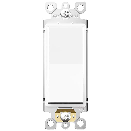 Amico 1 Pack Single Pole Light Switch, UL Listed, 15A 120/277V, On/Off Rocker Paddle Interrupter Wall Switch, Grounding Screw, Suitable for Home and Business, No Wall Plate Included, White