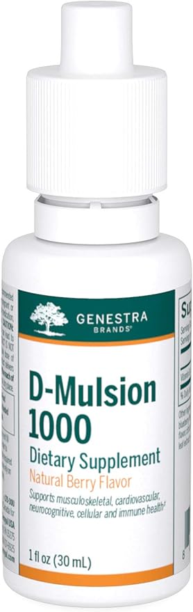 Genestra Brands D-Mulsion 1000 - 液体ビタミンDサプリメント - 天然ベリー風味 - 1液量オンス