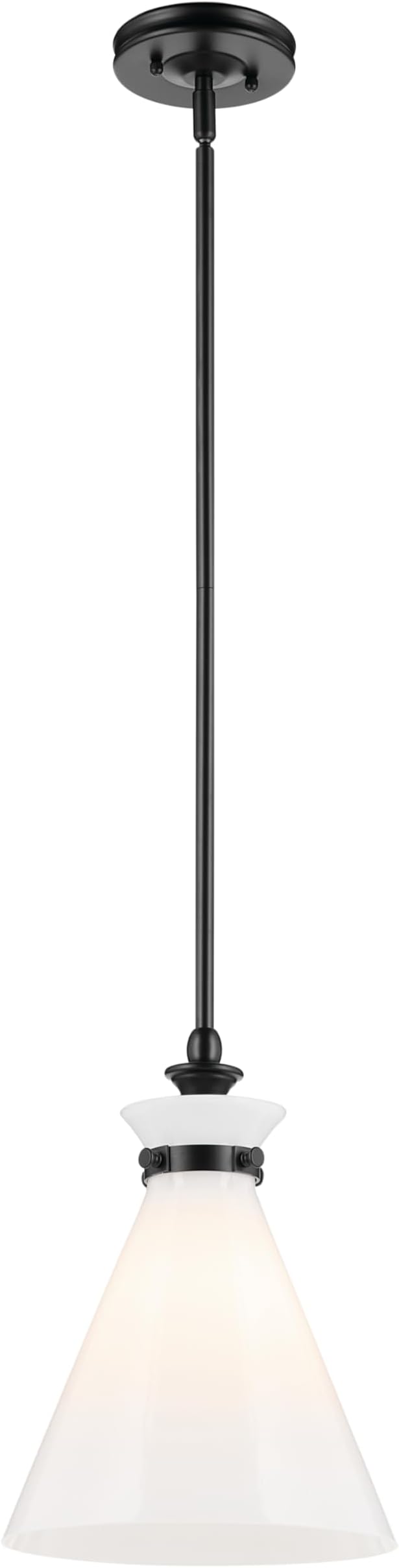 Kichler Laria 1-Light Pendant Light with Opal Glass, Kitchen Island Hanging Light Fixture in Black, Updated Traditional Style for Kitchen Island (14.5" x 10.5"), 52774BK