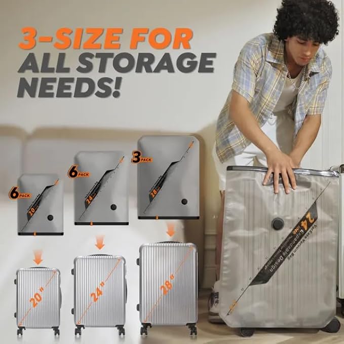 Vacbird Rechargeable Wireless Pump Travel Storage Bags Set - Portable Space Saver Bags for Travel & Home - Vacuum Compression Packing Seal for Clothes, Blankets, Seasonal Storage 15 Combo Set
