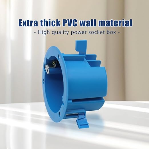 Round 18 Cubic Inch Outlet Box, PVC Old Work Round Electrical Ceiling Box,4-1/4" Outlet Box,Old Work Non-Metallic Ceiling Box,1-Gang,Blue(12 Pack)