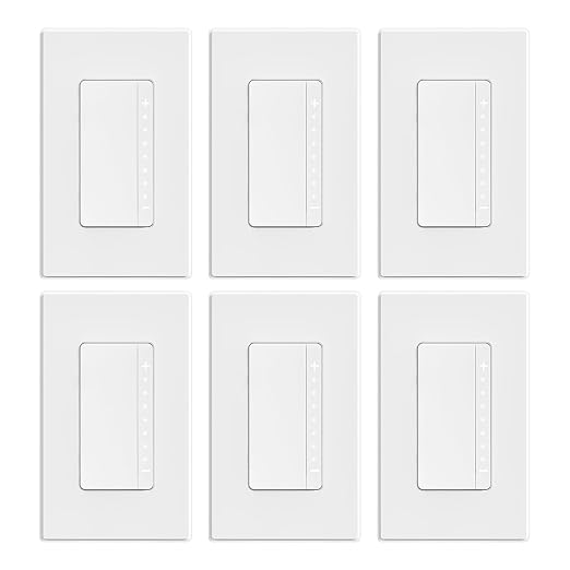 ELEGRP Dimmer Switch, Digital Dimmer Light Switch for LED Lights 150W, INC/HAL 450W, 3 Way LED Dimmer Switch, Needs Neutral Wire, Wall Plate Included, UL Listed, 6 Pack, Matte White