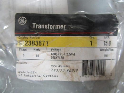 Square D 9T23B3871 Transformer 15KVA 480 208Y/120