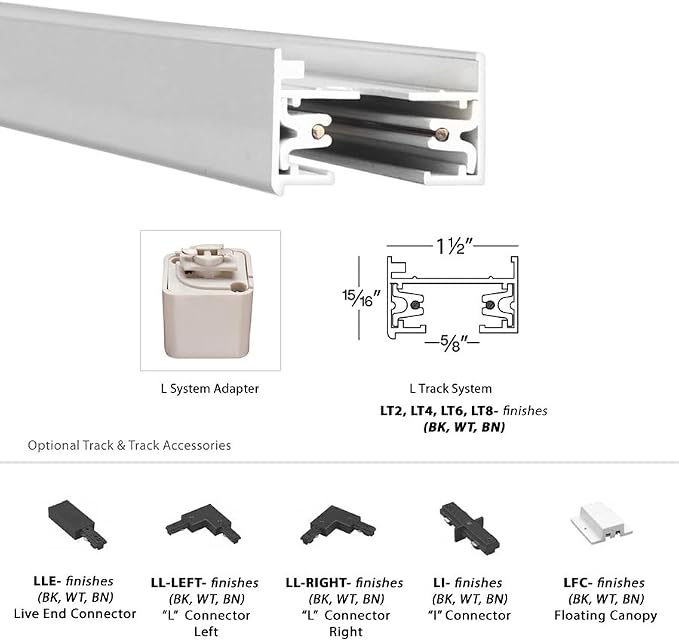 WAC Lighting LT8-BN 120VL Track Single Circuit, Brushed Nickel