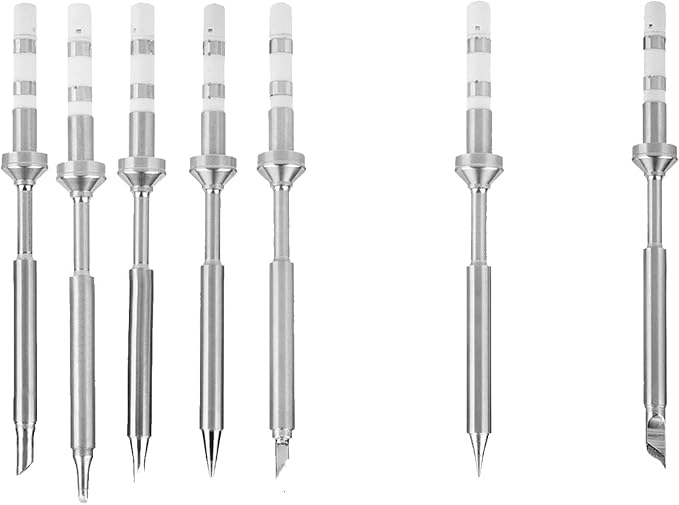 Soldering Iron Tips TS100, 7pcs Mini Stainless Steel Replacement Tips for Electric Pen Solder Station Mechanic Welding Tool Combo