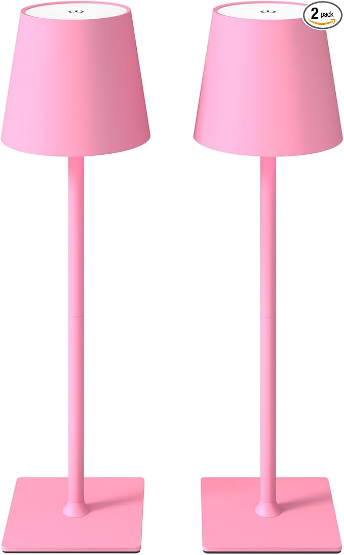 CHLORANTHUS 2 Pack Cordless Table Lamps, 3 Colors Stepless Dimming, 5000mAh Rechargeable Battery LED Desk Lamp for Bedroom/Couple Dinner/Desk/Cafe/Dining Room/Terrace