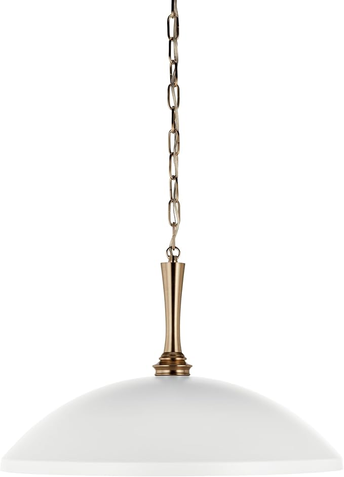Kichler Delarosa 1-Light Pendant Light Fixture, Traditional Hanging Lamp with White Shade and Champagne Bronze Hardware for Kitchen Island, Dining Room, or Hallway (12.75" x 20.25"), 52638WH
