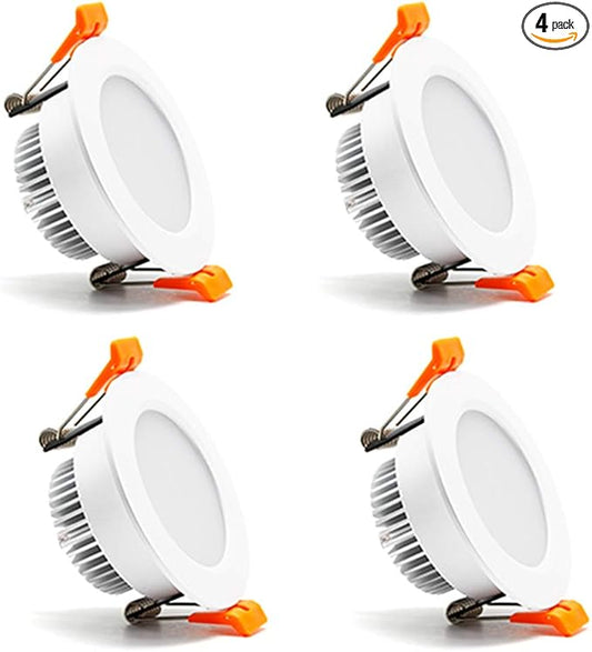 2.5 inch Dimmable LED Recessed Lighting, 5W Retrofit Downlight, 3000K Warm White, CRI 80 with LED Driver, as AC 110V Ceiling Light Fixture for Living Room, Kitchen, Bedroom, Hallway, 4 Pack