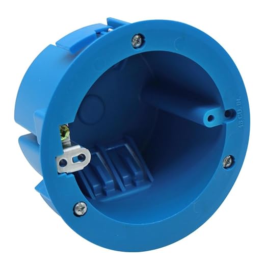 4'' Old Work Round Electrical Box，18 Cubic Inches Outlet Box，1-Gang PVC Round Ceiling Electrical Box for Old Work,Blue,ETL Listed(1 Pack)