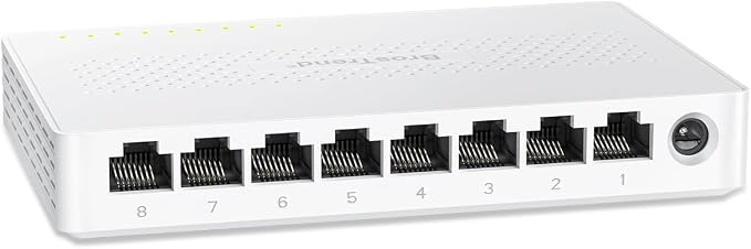BrosTrend 2.5Gb Switch, 8 Port Network Switch 2.5 Gigabit, Unmanaged Ethernet Switch for Game Console, NAS, PC, Computer Networking Switch Plug & Play Fanless, Desktop Wall Mount, Lifetime Protection