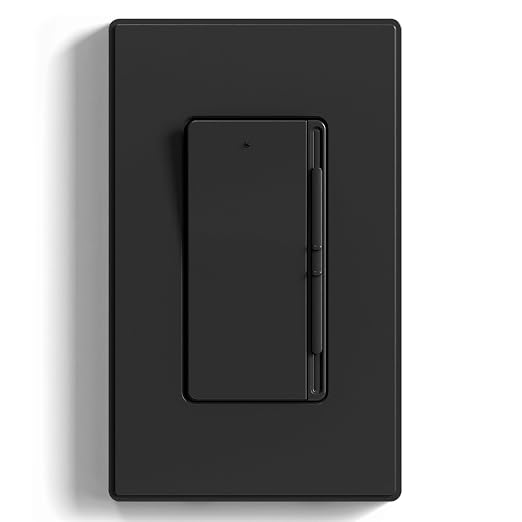 ELEGRP Digital Slide Dimmer Light Switch, Dimmer Switch with Decorative Frameless Design Wallplate for LED/CFL, Incandescent,Halogen Bulbs, Single Pole/3-Way, UL Listed, 1 Pack, Matte Black