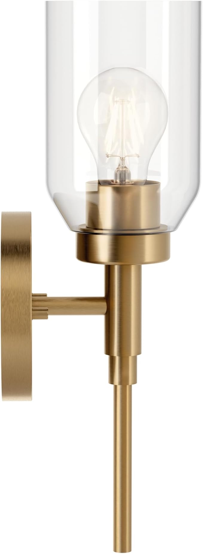Kichler Madden 1-Light Bathroom Wall Sconce Light Fixture with Clear Glass in Champagne Bronze, Modern Vanity Lighting for Bathroom or Hallway (14.75" x 5"), 55183CPZ