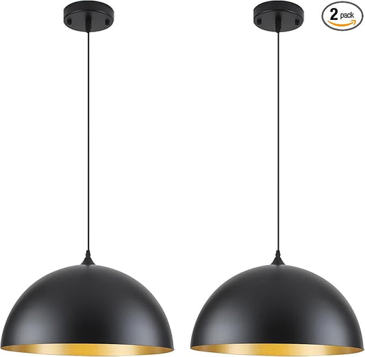Black Large Pendant Light 2 Packs,19.7inches, Kitchen Pendant Lighting, Oversized Modern Pendant Lights, Farmhouse Pendant Lighting, Pendant Light for Bedroom, Kitchen Island