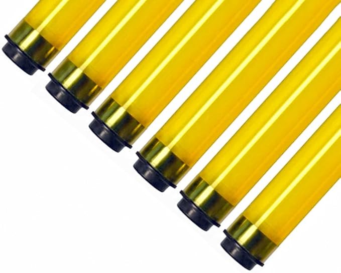 T5 F28 4' | T-5 Tube Lamps Sleeves | 48" Fluorescent Tube Guard with End Caps | 3/4" Wide | Fluorolite Plastics | Color: YELLOW | 6 Pack