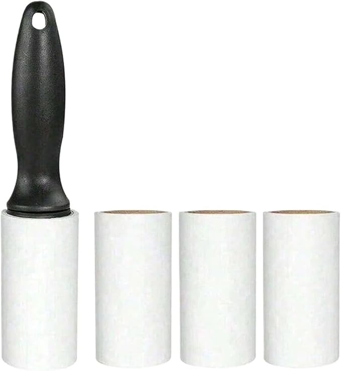 80/160 Sheets Sticky Lint Roller - Pet Hair Remover Set Includes 1 Handle and 2/4 Refills(1 Handle 4 Rollers)