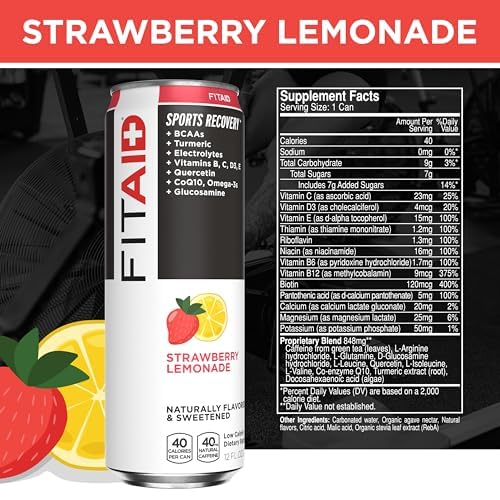 LIFEAID FITAID Workout Recovery Blend Variety Pack BCAA Glucosamine Full B Complex Electrolytes Omega-3s 100% Clean Vegan Naturally Sweetened & Flavored 12-oz. cans (Pack of 24) - Packaging May Vary