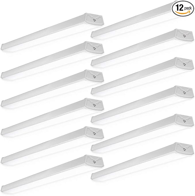 Sunco 12 Pack LED Garage Ceiling Lights Wraparound Fixture 4FT,Linkable Shop Light, 3500 LM, 40W=300W, 5000K Daylight, Hardwired, Surface Mount, Utility Workshop Light ETL