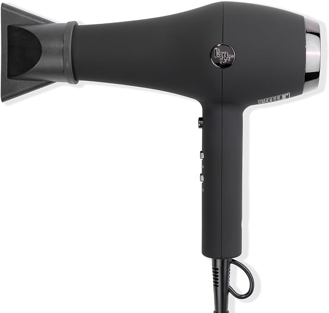 L’Ange Hair Soleil Professional Hair Dryer | Fast Drying Ionic Blow Dryer for Frizz-Free Results | 3 Heat Settings with Cool Shot Feature | Lightweight Hairdryer with Concentrator 1875W | Black