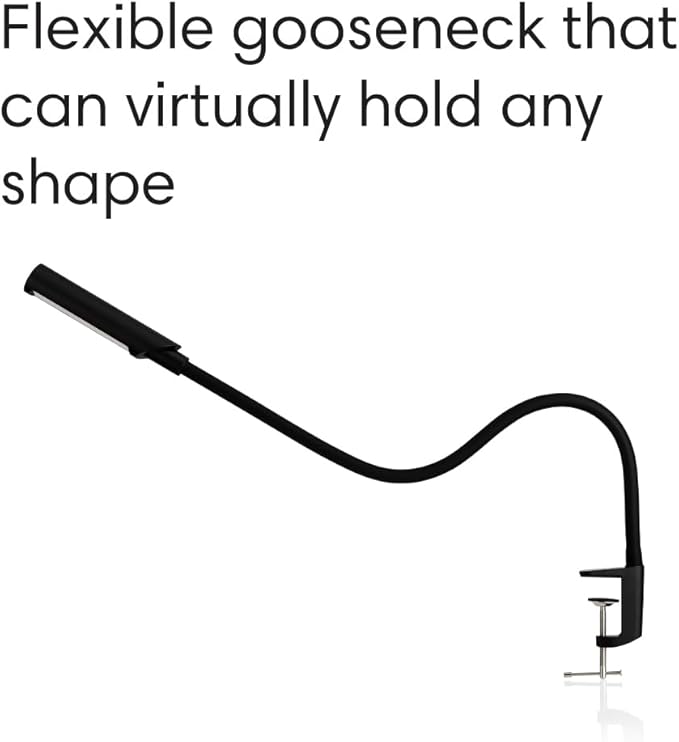 Reliable UberLight Flex 3200TL Task Light – LED Portable Desk Light with Clamp, USB Connection, 26.5” Flexible Gooseneck, 270° Rotational Head, 9 Light Settings, and up to 60,000 Hours of Use (Black)
