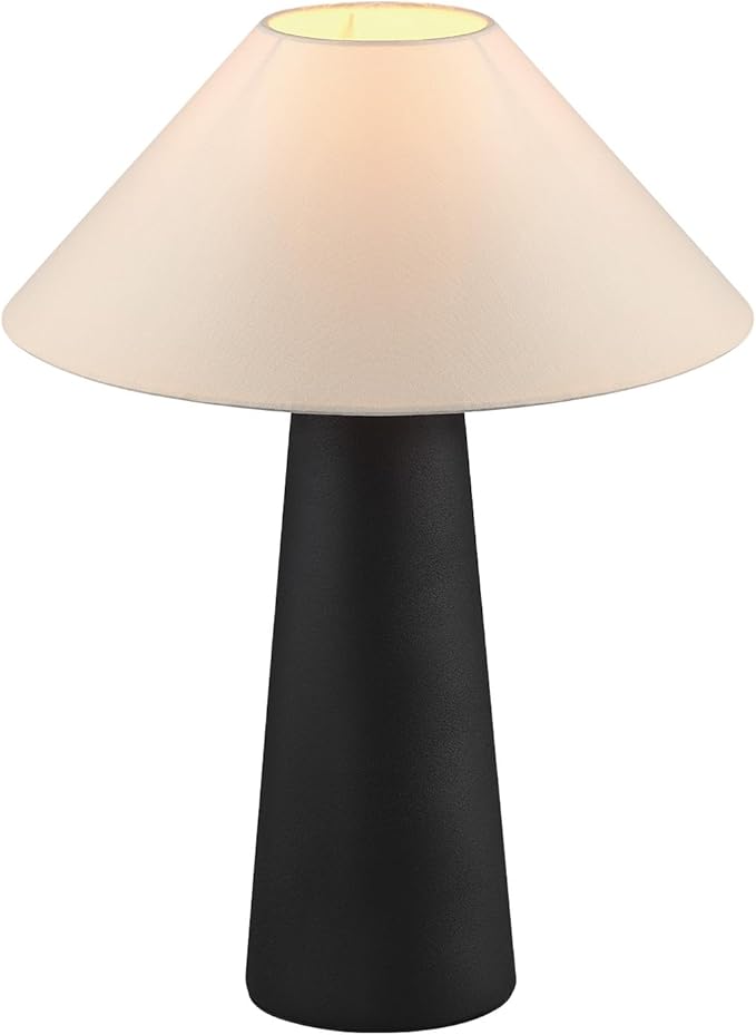 Globe Electric Novogratz x 18" Ceramic Table Lamp, Matte Black, Off-White Tapered Fabric Shade, in-Line Rocker Switch, 5 Ft. Clear Cord, Home Office, Desk, Living Room