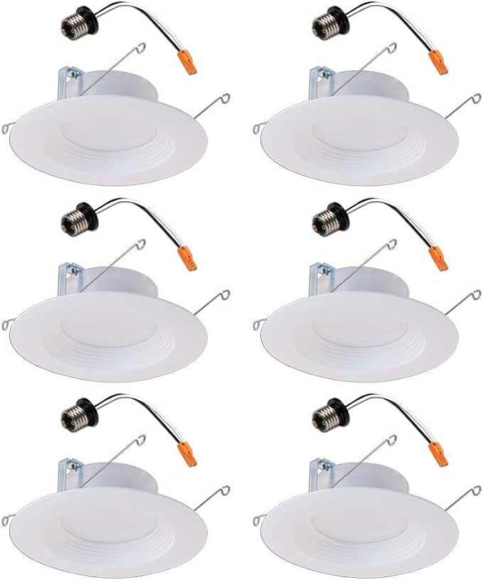 Halo LT 5 in / 6 in White Integrated LED Recessed Ceiling Light Retrofit Trim 6-Pack 3000K Soft White 600 Lumens Wet Location Listed Energy Star Certified Air-Tite