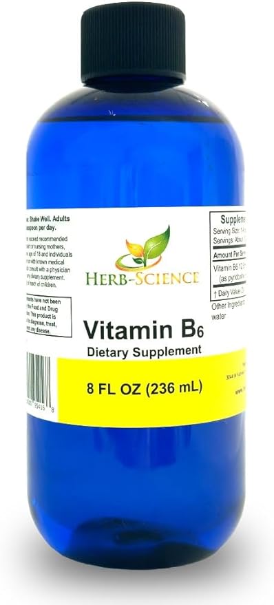 Liquid Vitamin B6 Drops 8 Fl Oz – Large Bottle High Absorption Pyridoxine for Energy Mood Nervous System Support – Vegan Non-GMO Alcohol Free B6 Supplement – Better Than Capsules Pills