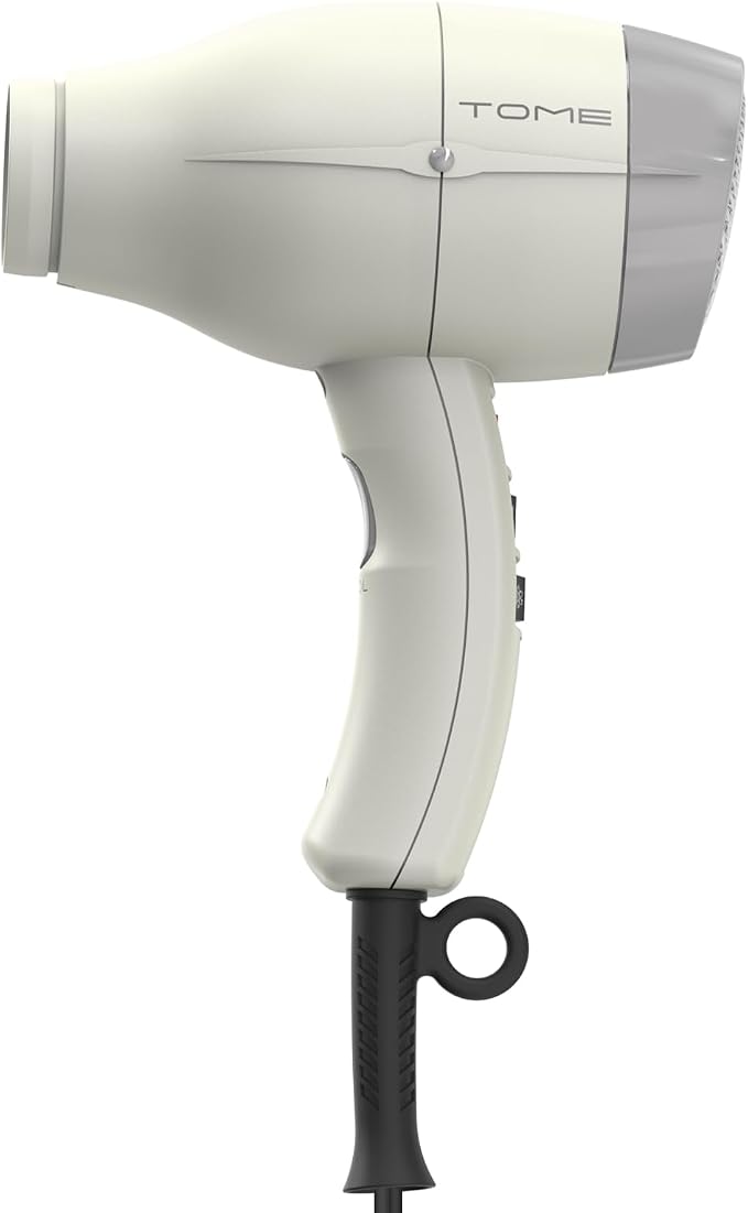 TOME Hair Dryer with Diffuser, 1875W Ionic Blow Dryer with Comb Attachment and Concentrator for Home Use, Fast Drying with Cool Shot and 2 Heat & 2 Speed Settings, 125V, White