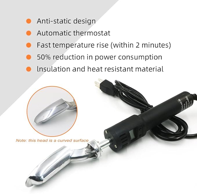 Digital Display Electric Mini Iron for Craft Leather Repair Shoes Bag Crease Removal Vinyl Heat Transfer Doll Clothes Ironing, 50-350℃ Adjustable, with High Temp Tape Black