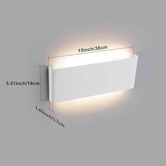 Mille Lucciole 15"Modern LED vanity light,20W Dimmable 5 CCT (3000K-6500K) Adjustable Wall Lamp,Up and Down Wall Lighting,Indoor Wall Sconce for Bedroom,Staircase,Hallway,Dressing Table,1 Pack（White）