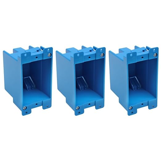 Single Gang Electrical Outlet Box,4-1/3-Inch Length by 2-1/6-Inch Width by 2-1/3-Inch Depth,Old Work Outlet Box Single Gang,ETL,Blue(Pack of 3)