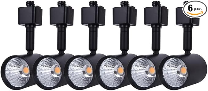 mirrea 6 Pack LED Track Lighting Heads Compatible with Single Circuit H Type Track Lighting Rail Ceiling Spotlight for Accent Task Wall Art Exhibition Lighting 6.5W 24° Black (3000K Warm White)
