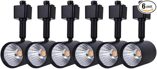 mirrea 6 Pack LED Track Lighting Heads Compatible with Single Circuit H Type Track Lighting Rail Ceiling Spotlight for Accent Task Wall Art Exhibition Lighting 6.5W 24° Black (3000K Warm White)