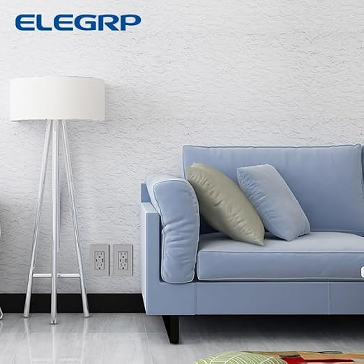 ELEGRP USB Charger, Wall Outlet with USB A & C Ports, 20 Amp Duplex Tamper Resistant Receptacle Plug NEMA 5-20R, Wall Plate Included, UL Listed, 6 Pack, Matte Grey